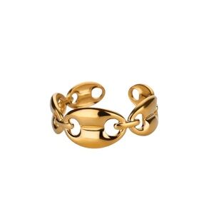 Celine13 Gold‎ Plated Stainless Steel Chain Link Ring Adjustable One Size